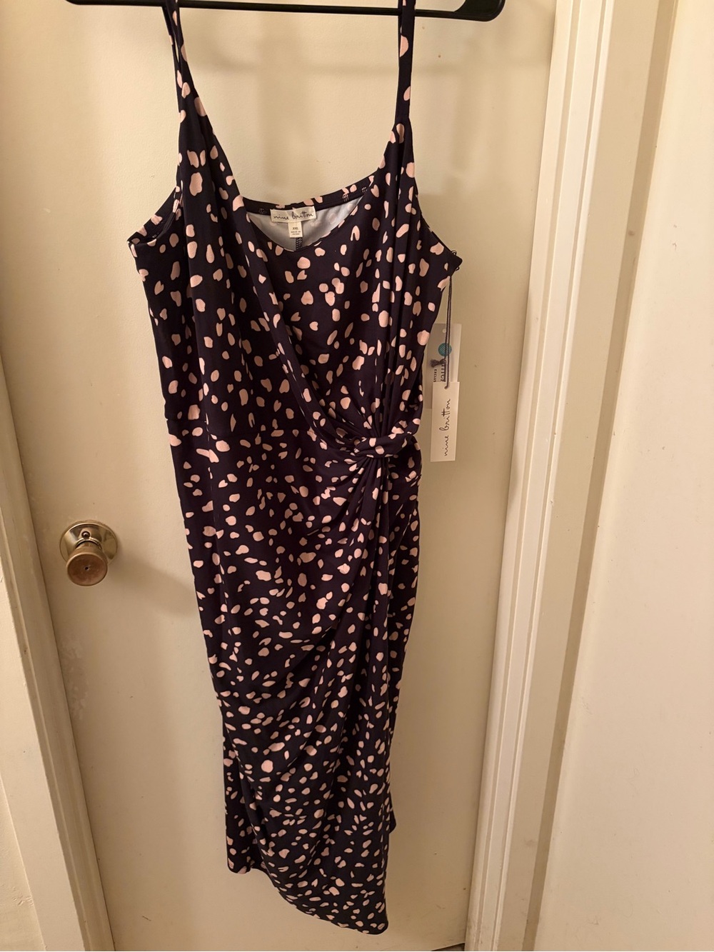 Nine britton Black Midi Dress with Blush Dot Print